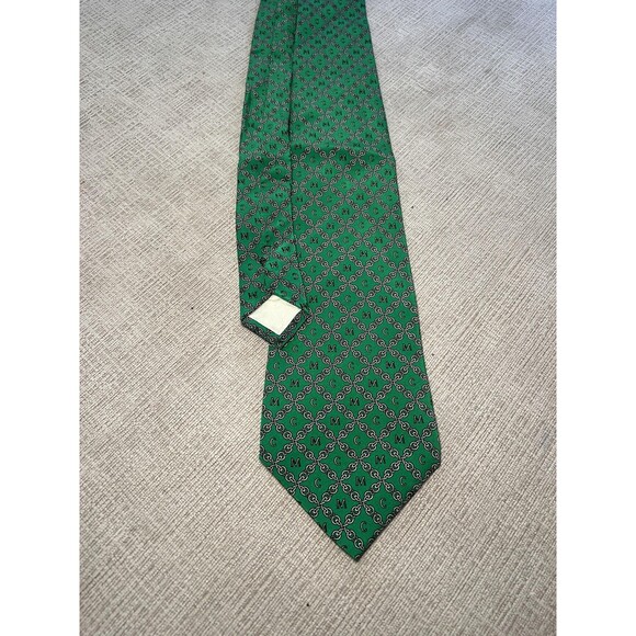 MCM Tie Mens Silk Necktie Chain Print Luxury Designer 58in Long Dress Accessory - Picture 2 of 5